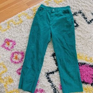 Vintage Wrangler Cropped Green Corduroy Jeans Size M